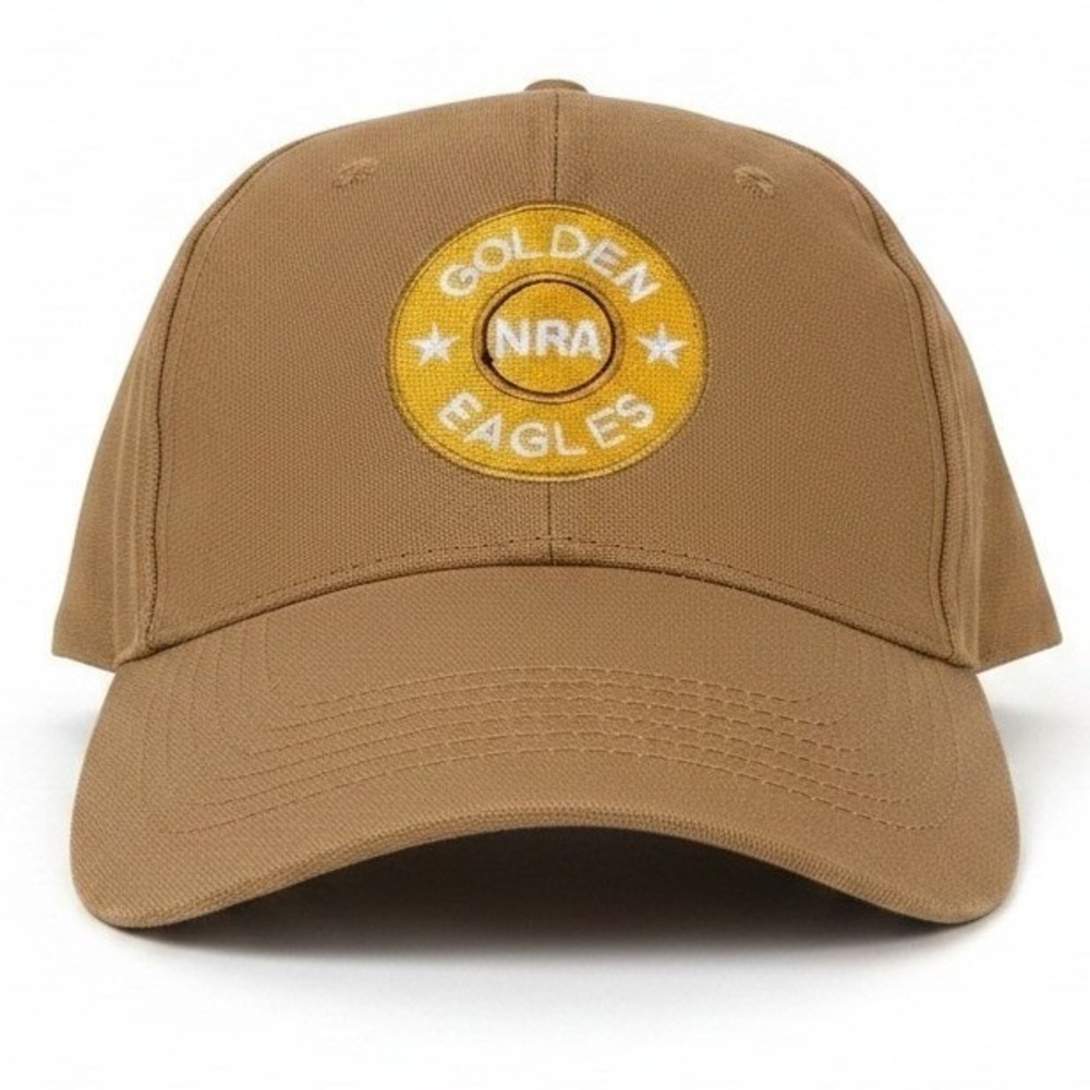 NRA Golden Eagles Hat Tan Brown Adj Strapback Baseball‎ Cap Mens VTG Style New